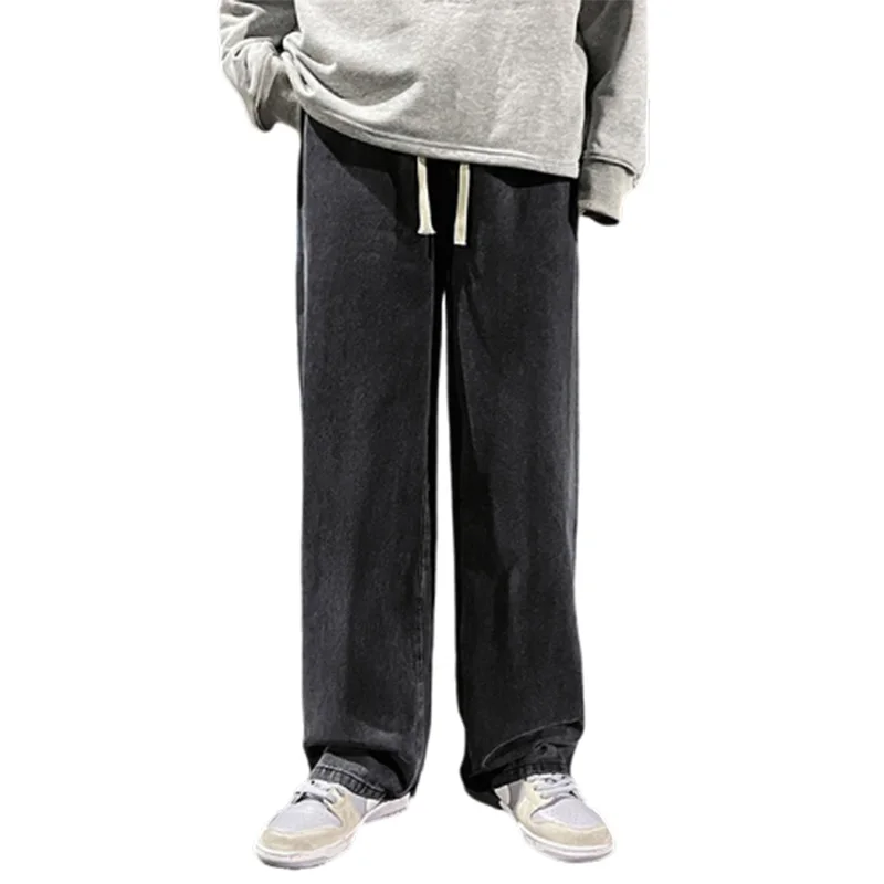 2023 Men Jeans Y2K Korean Version Student Casual Pants High Street Straight Loose Wide Leg Jeans Black Grey Blue Baggy Jeans
