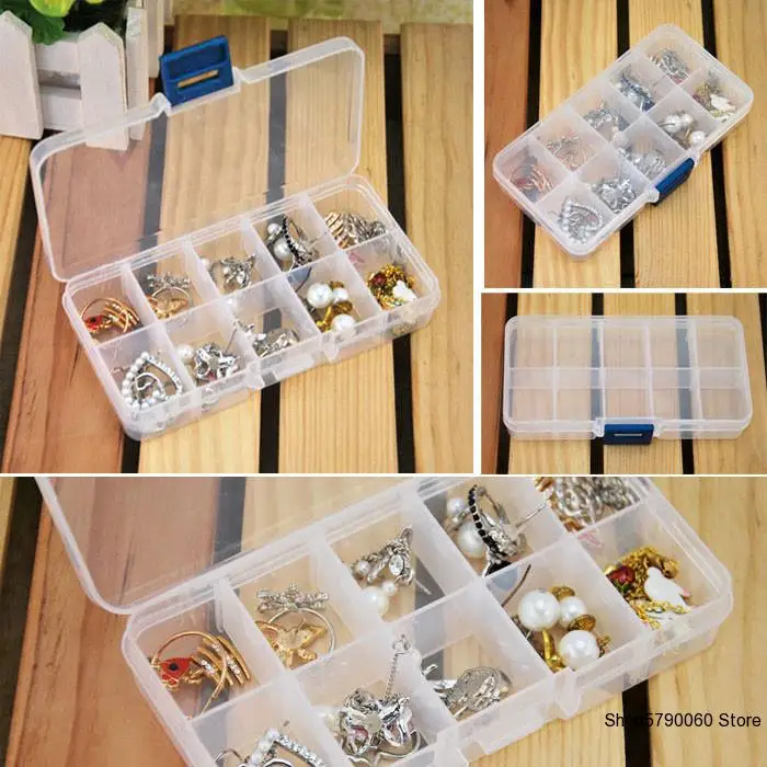 

Hot Selling Adjustable Storage Case Box Container Pills Jewelry Craft Nail Art Tips 10 Grids Fashion Organizer Storage Tool