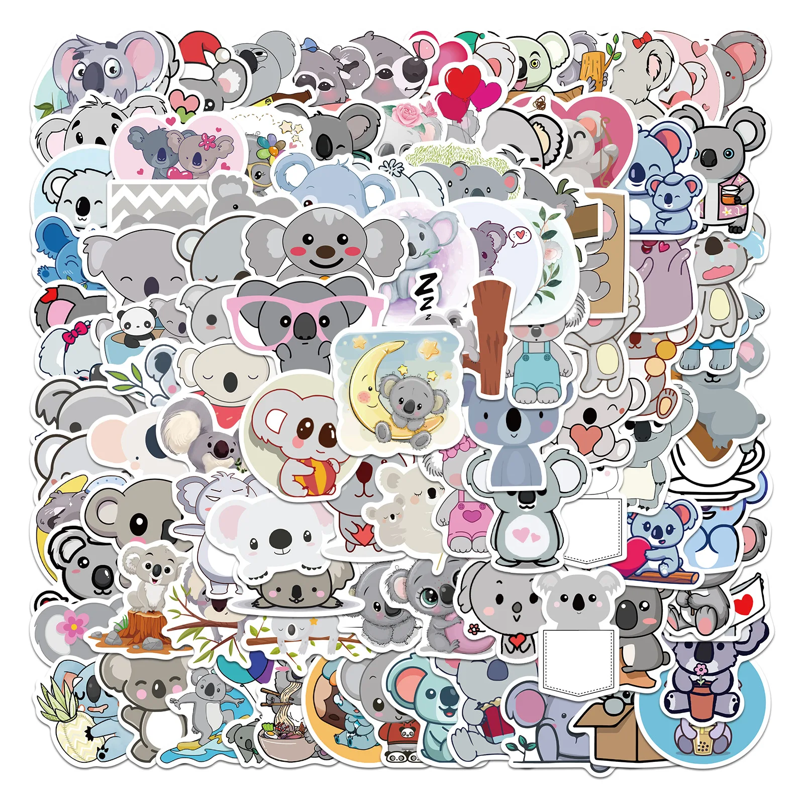 

100pcs Cute Funny Koala animal Stickers Suitcase Skateboard Laptop Scrapbook Luggage Fridge Phone DIY Decal Sticker