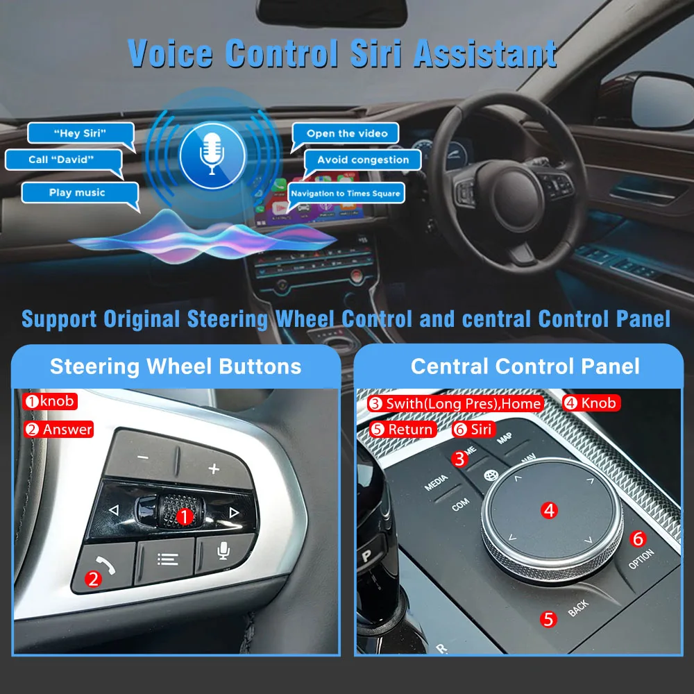 Фото Беспроводной адаптер CarPlay Android Auto iDrive 7 для BMW 4 серии G22 G23 G26 2020-2024, подходит для 420i 430i M440i 420d 430d M440d 430e №4