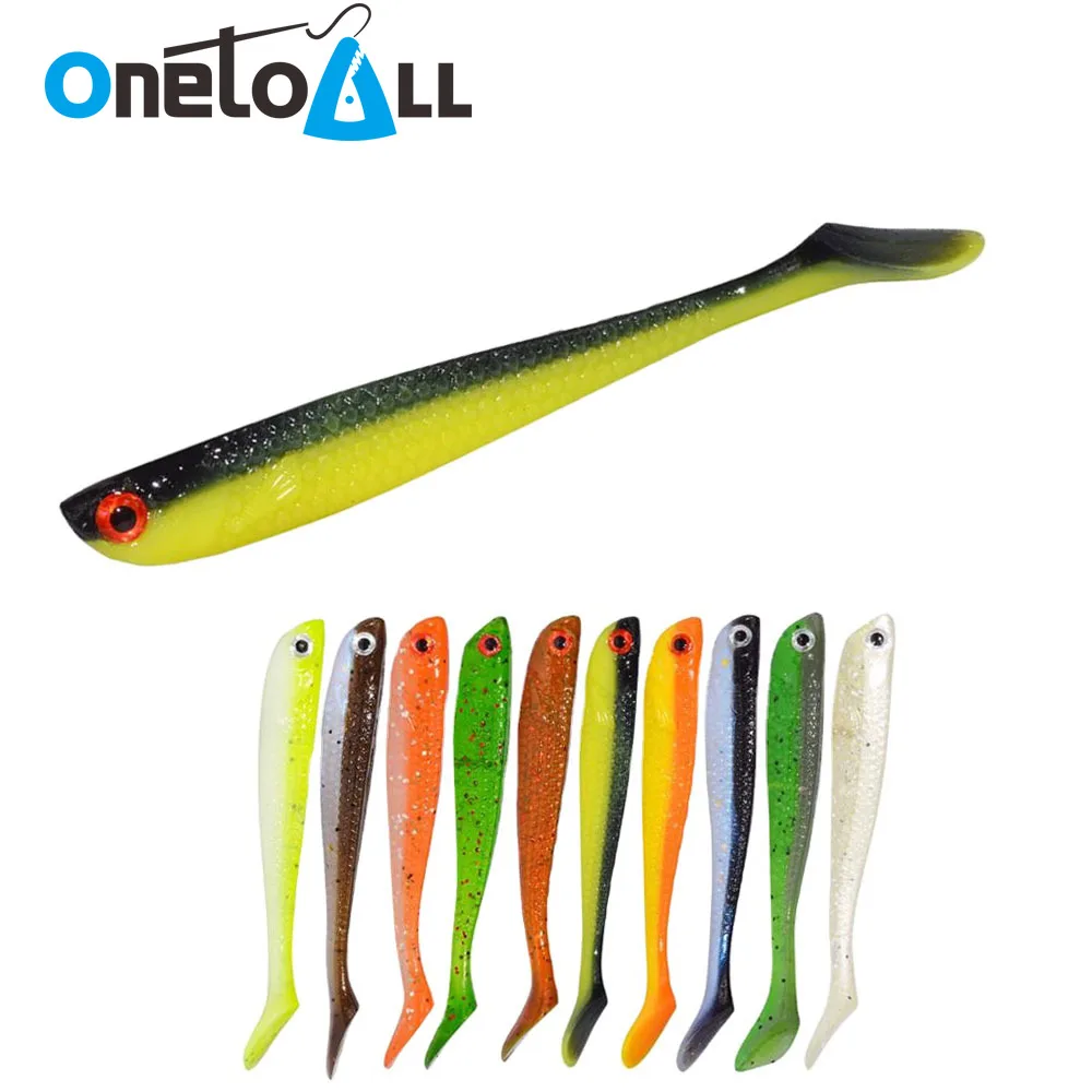 

OnetoAll 10 PCs/bag 55mm 1.15g 3D Eyes Fishing Lure Shiner Fish Type Soft Bait Paddle Tail Wobblers PVC Silicone Swimbait Tackle