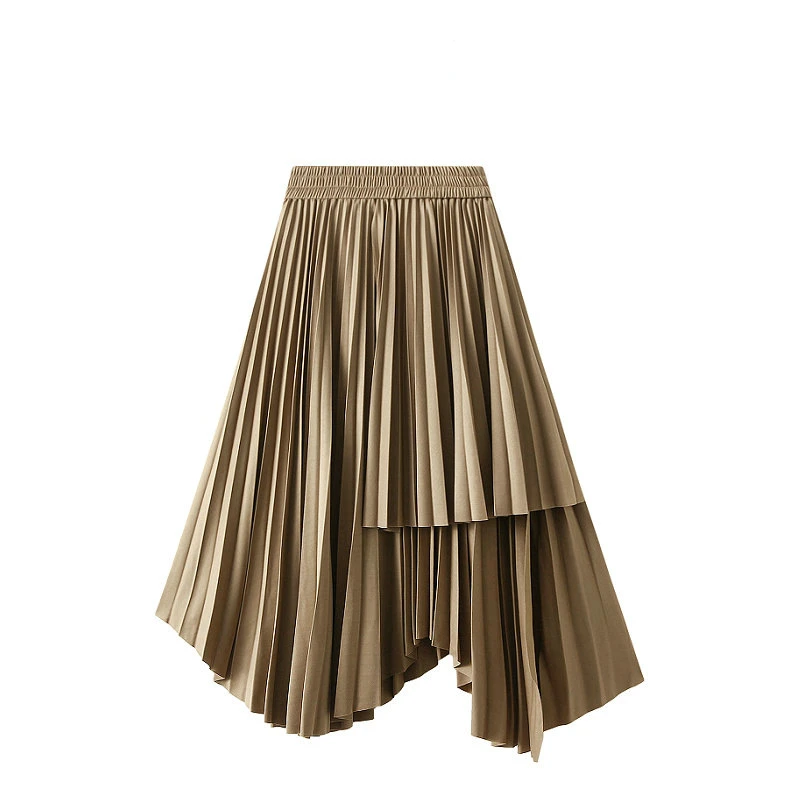 

High Quality Auutumn Irregular High-Waist Skirt Women 2022 Fashon Spring Winter Preppy Style Pleated Skirt Woman with Lining