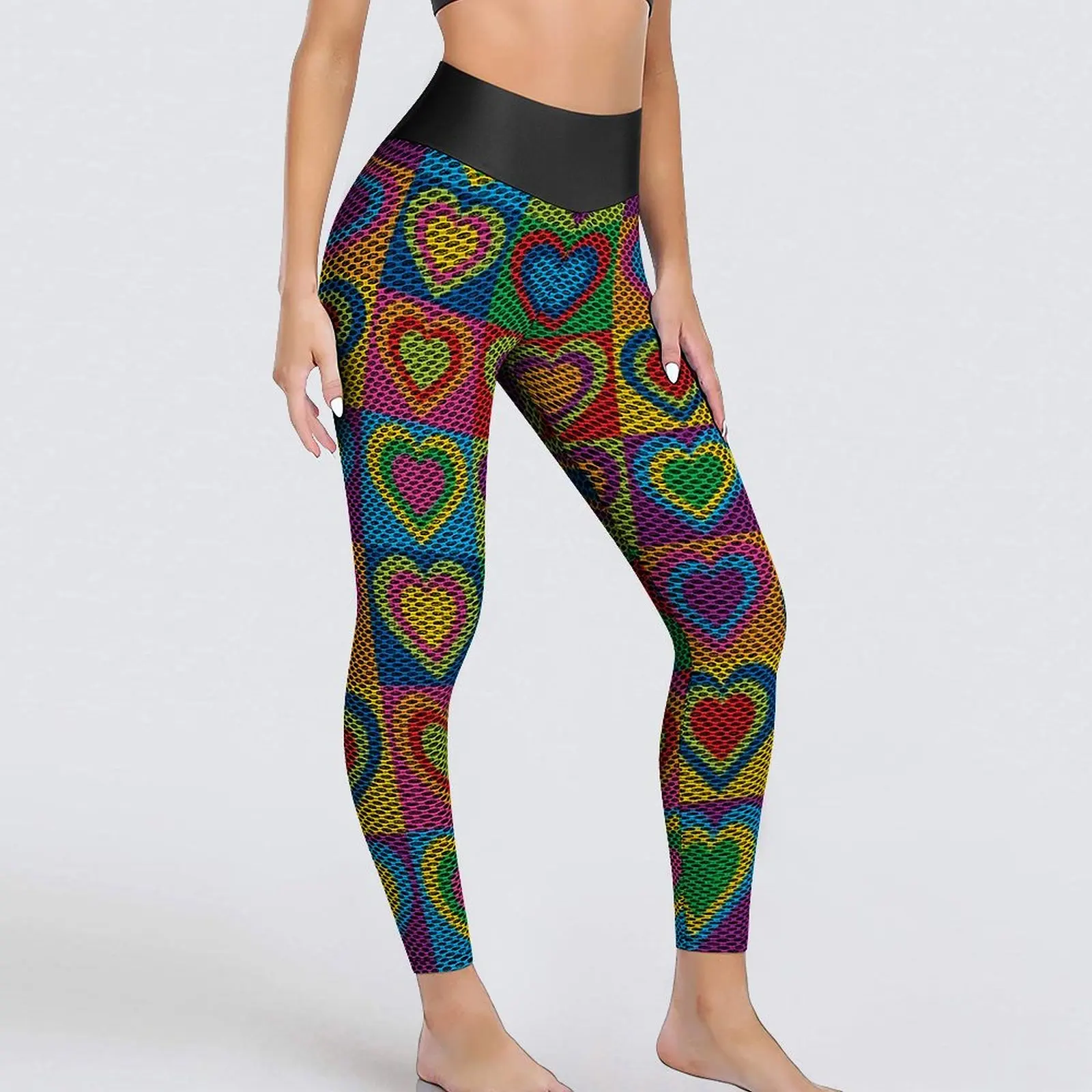 

Colorful Heart Print Leggings Sexy Pop Art Hearts High Waist Yoga Pants Elegant Elastic Leggins Design Work Out Sport Legging