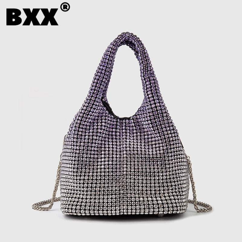 

[BXX] Shoulder Diamond Bucket Bag For Women's 2023 New Fashion Underarm Chain Crossbody Bags Dinner Party Portable Handbag 8CY81