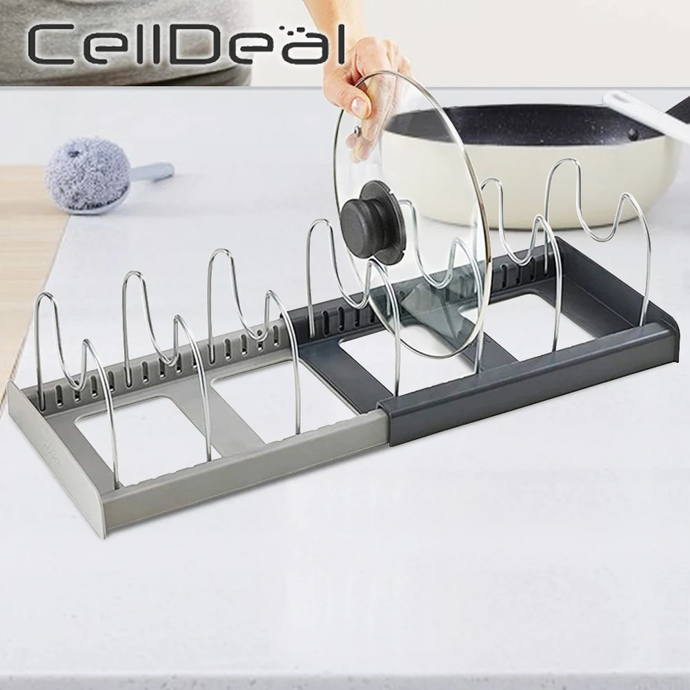 

Expandable Stainless Steel Kitchen Drain Rack Pan Pot Lid Cutting Board Organizer Household Storage Rack Drying Cookware Holder