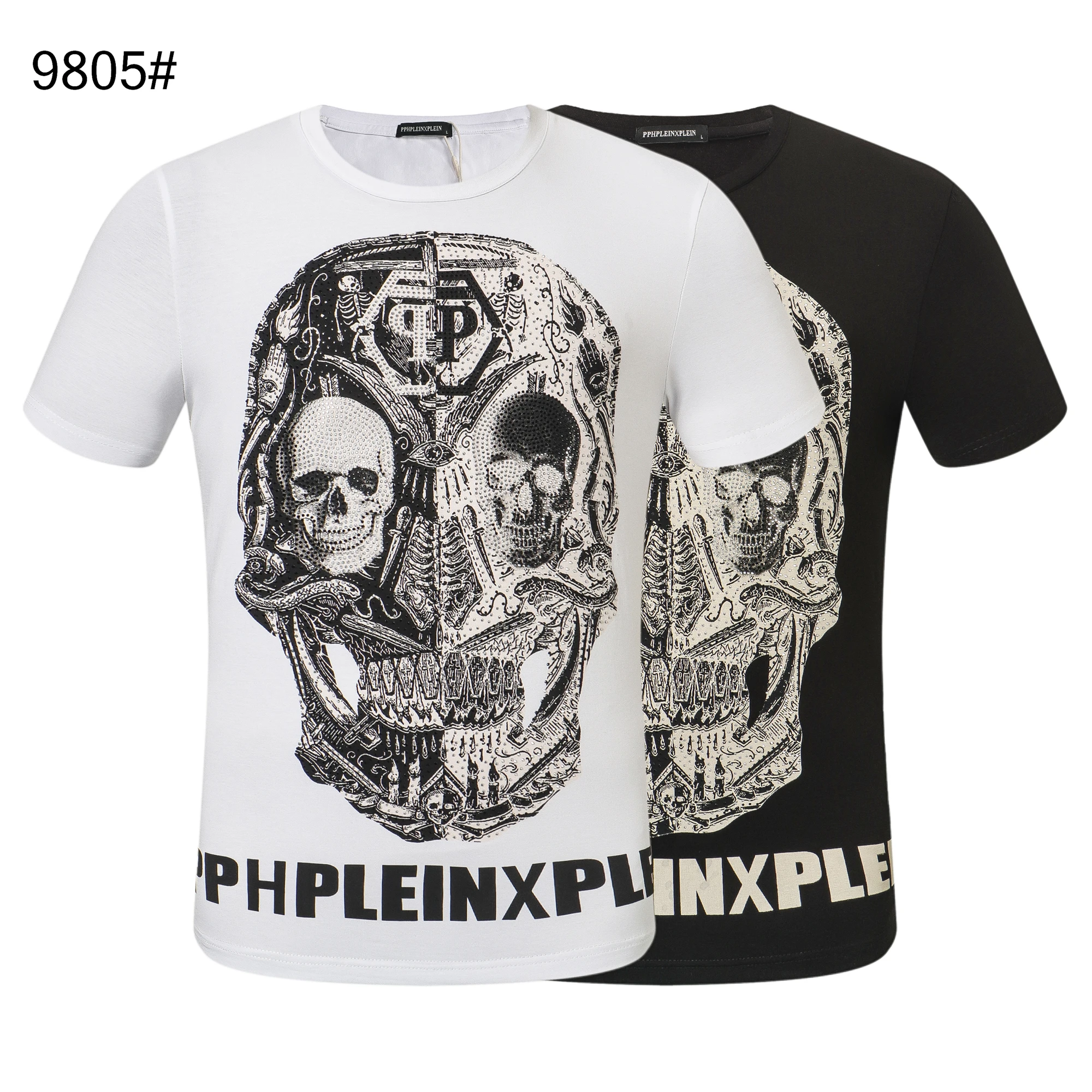 

Rhinestone Casual Short Sleeves T Shirts Fashion Mens Brand T-shirt Tops Tees