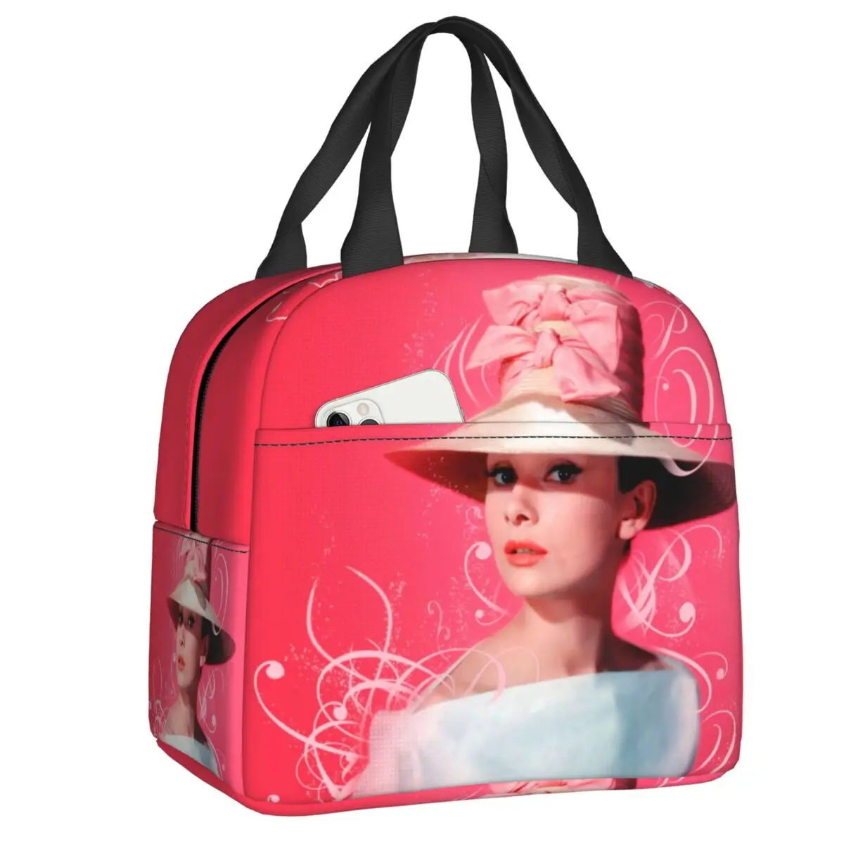 

Audrey Hepburn Lunch Bag for Women Portable Cooler Insulated Thermal Bento Box Office Work School Picnic Food Lunch Tote Bags