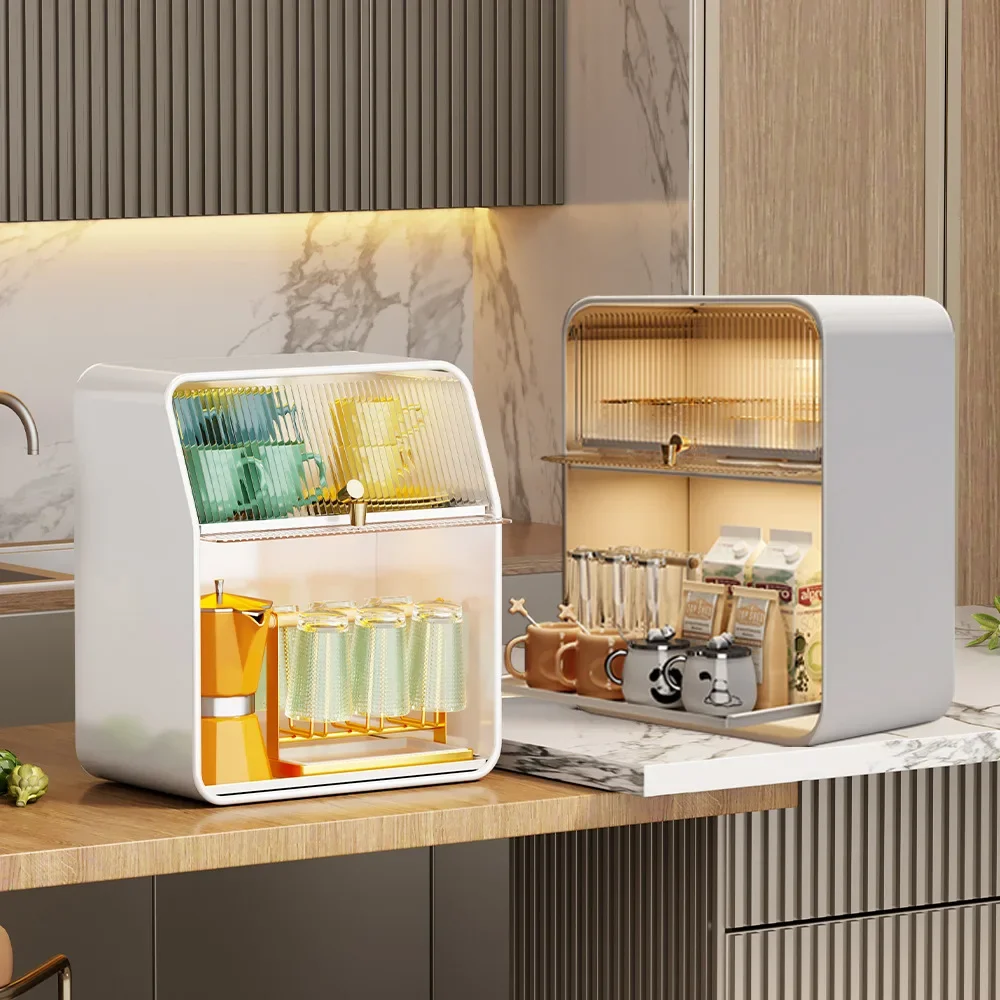 

Table Top Dustproof Cup Holder Desktop Cabinet Door Storage Rack Cabinet Kitchen Storage Rack Glass Water Cup Coffee Mark Cup