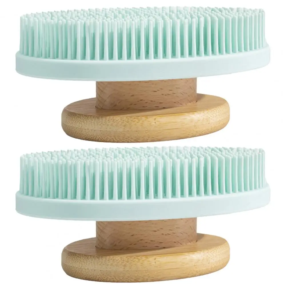

Silicone Bath Brush Soft Silicone Body Scrubber Shower Brush with Bamboo Handle Handheld Long Teeth Massage 2pcs Set Soft