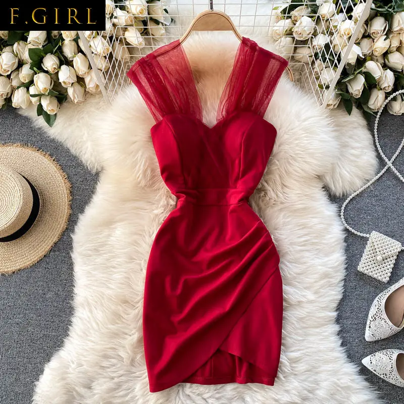 

Женские летние платья без рукавов F GIRLS Woherb, однотонные элегантные ретро платья, плиссированные облегающие платья с высокой талией, платье Фем