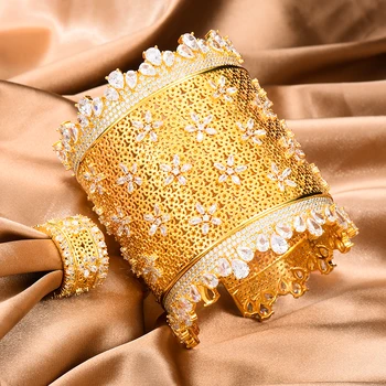 Siscathy Dubai Saudi Arabia Nobleman Bangle Ring Set Jewelry Sets For Women Indian Wedding Engagement brincos para as mulheres 2