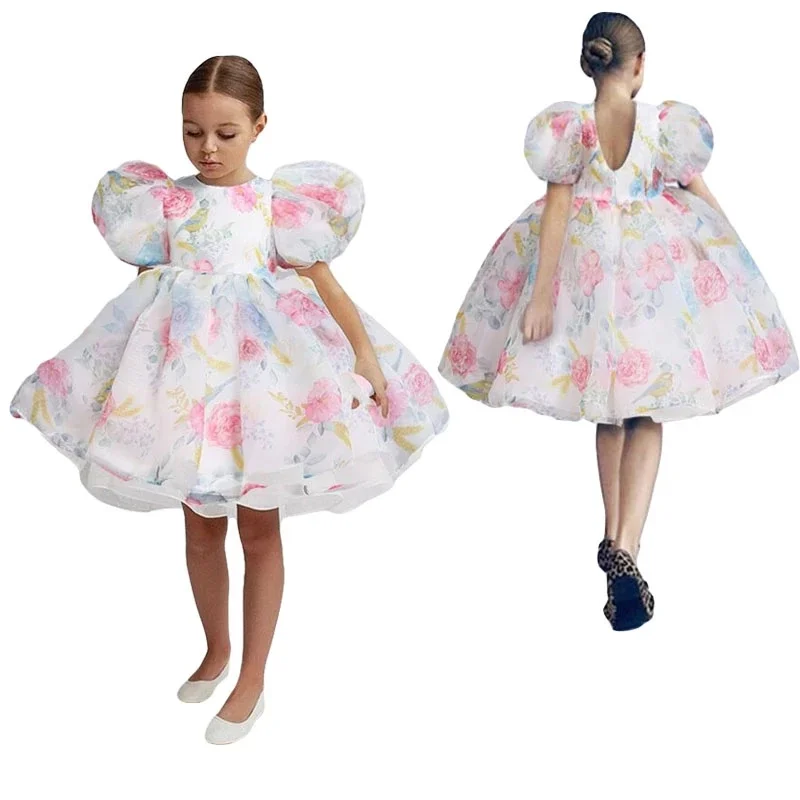 Модное винтажное платье принцессы для девочек детское фатиновое с пышными