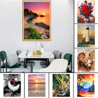 5d diy diamond painting flowers landscape cross stitch kit full drill embroidery animals horse mosaic art picture of rhinestones