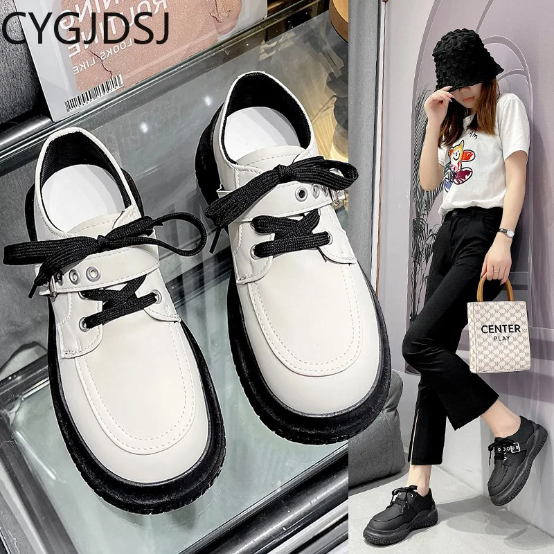 

Кроссовки оксфорды для женщин, роскошная кожаная обувь, на платформе, массивные