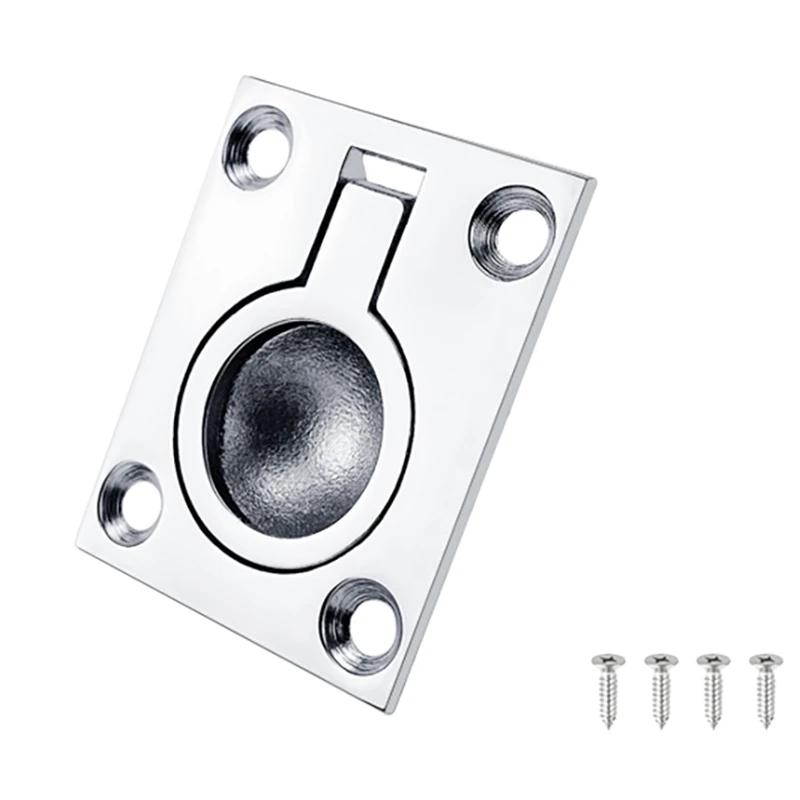 

48X38mm Stainless Steel 316 Boat Deck Hatch Latch Cabinet Flush Mount Ring Pull Lift Handle Marine Hardware Accessories