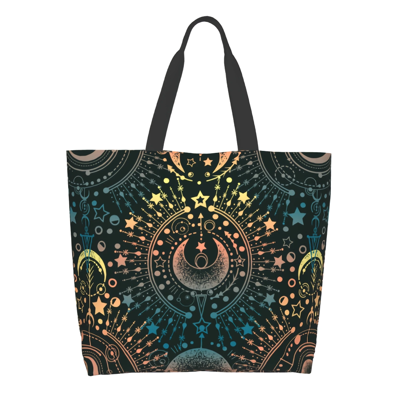 

Многоразовая Волшебная астрологическая Сумка-тоут для покупок, сумка через плечо в стиле бохо, Повседневная легкая вместительная сумка