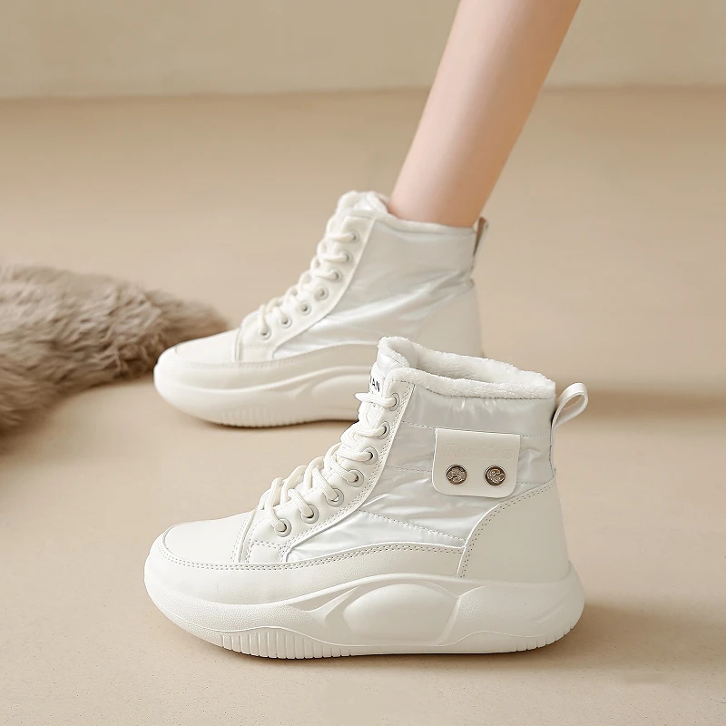 Женские модные теплые зимние ботинки CRLAYDK на шнуровке уличные ботильоны кожаные