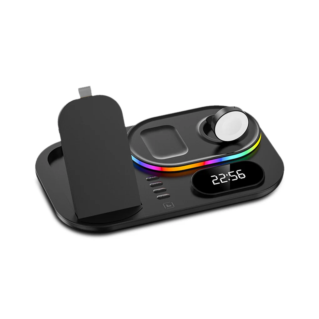 

Беспроводное зарядное устройство для телефона QC/PD часы Быстрая зарядная станция Type-C QI RGB складная дорожная подставка-держатель для дома