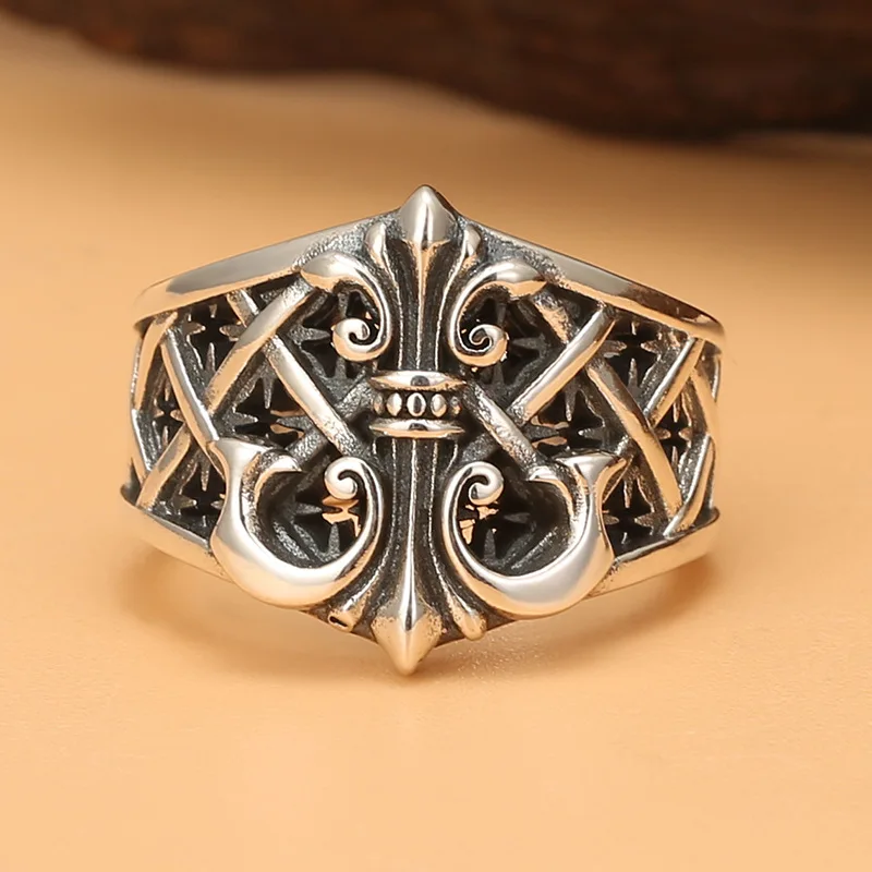 

Vintage Punk Style Ring Fashion Boat Anchor Opening Adjustable Men's Ring Jewelry