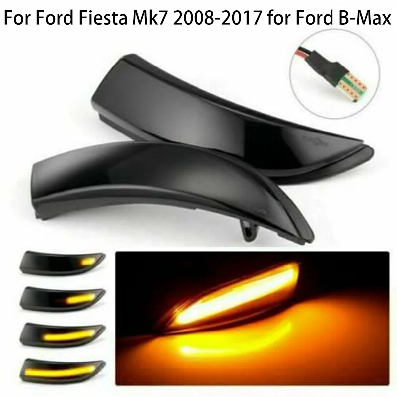 

2 шт. для Ford Fiesta Mk7 2008-2017 Ford B-Max светодиодный динамический сигнал поворота потоковое боковое крыло индикатор зеркала заднего вида