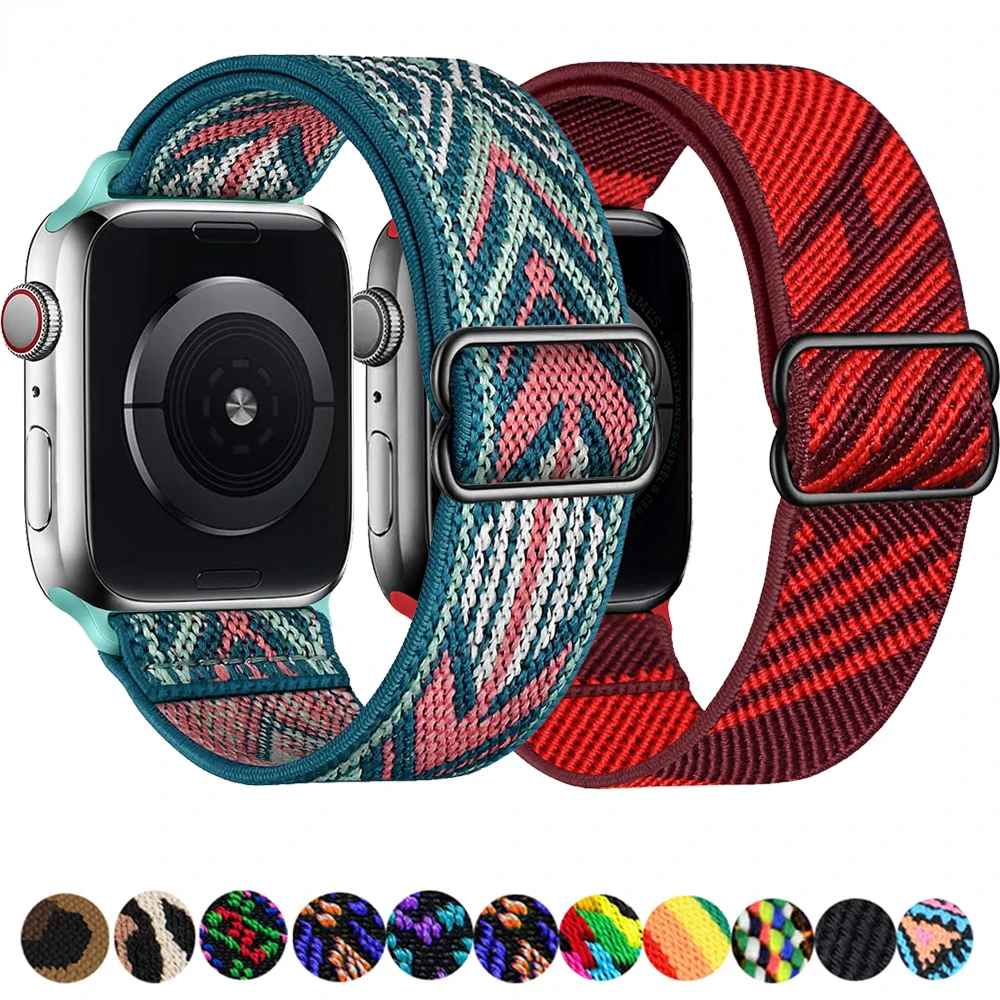 

Scrunchie Strap for Apple watch band 45mm 44mm 40mm 41mm Adjustable Nylon solo Loop bracelet iWatch series Ultra 3 4 5 se 6 7 8