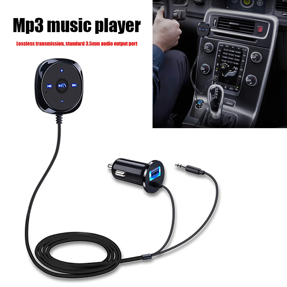 Car Bluetooth-compatible Audio Receiver 3.5mm AUX Bluetooth-compatible Audio Receiver Adapter Handsfree for Smartphone Tablet