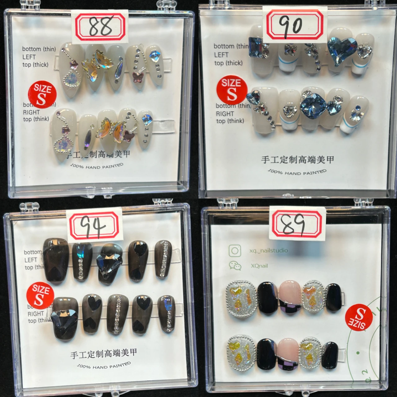 

Manicurist Handmade K9 Imitation Diamond Black Pink Transparent Love Angel Flame Gem Pearl Shiny Crystal Fake nails press on Y2K