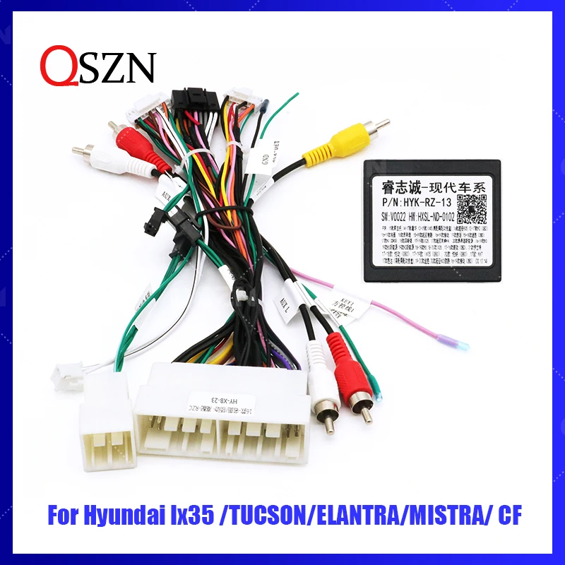 

QSZN Canbus box Adaptor Decoder For Hyundai ix35/Tucson/SONATA KIA SPORTAGE 16Pin Power Wiring Harness Cable Android Car Radio