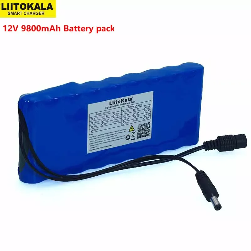 

2023New Liitokala 12 v 9.8Ah 9800mAh 18650 Rechargeable Battery 12.6V Protection Board CCTV Monitor battery backup power