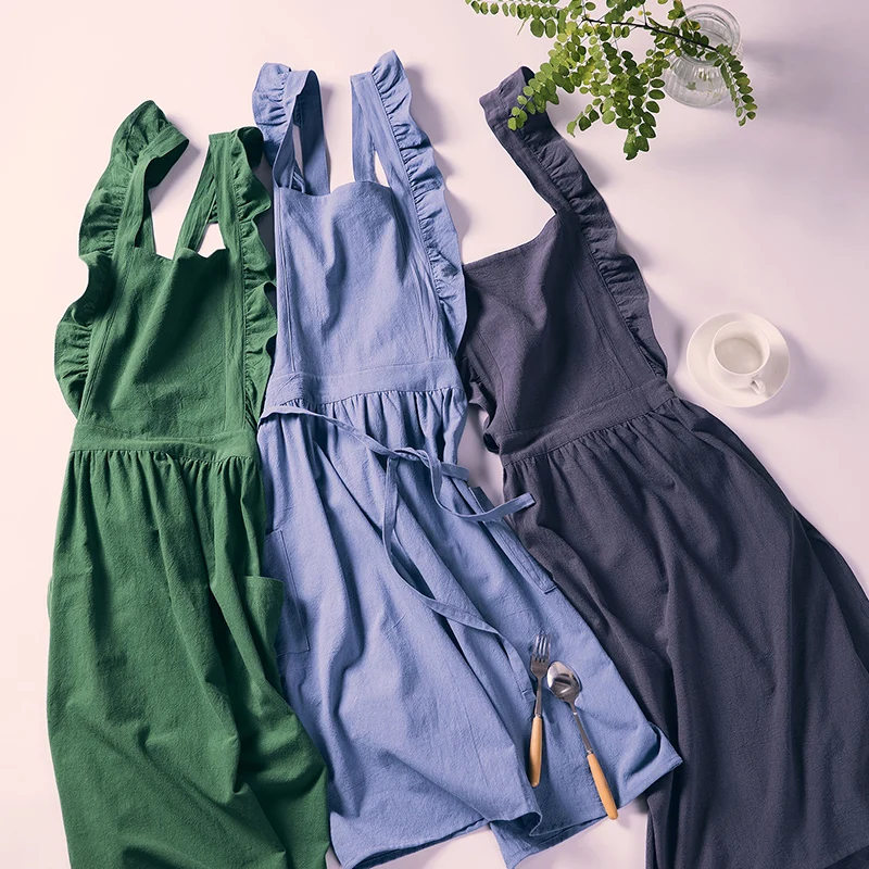 Хлопковый фартук с перекрестной спинкой