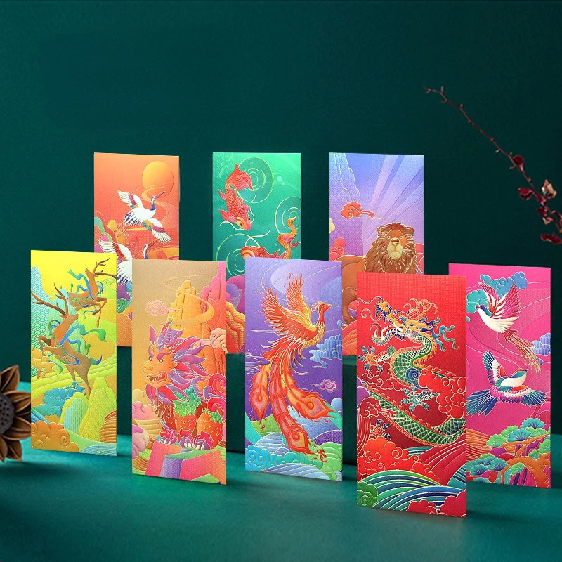 6 Pieces/lot Chinese Red Envelope Creative Hongbao New Year Spring Festival Birthday Marry Red Gift Envelope Red Bag