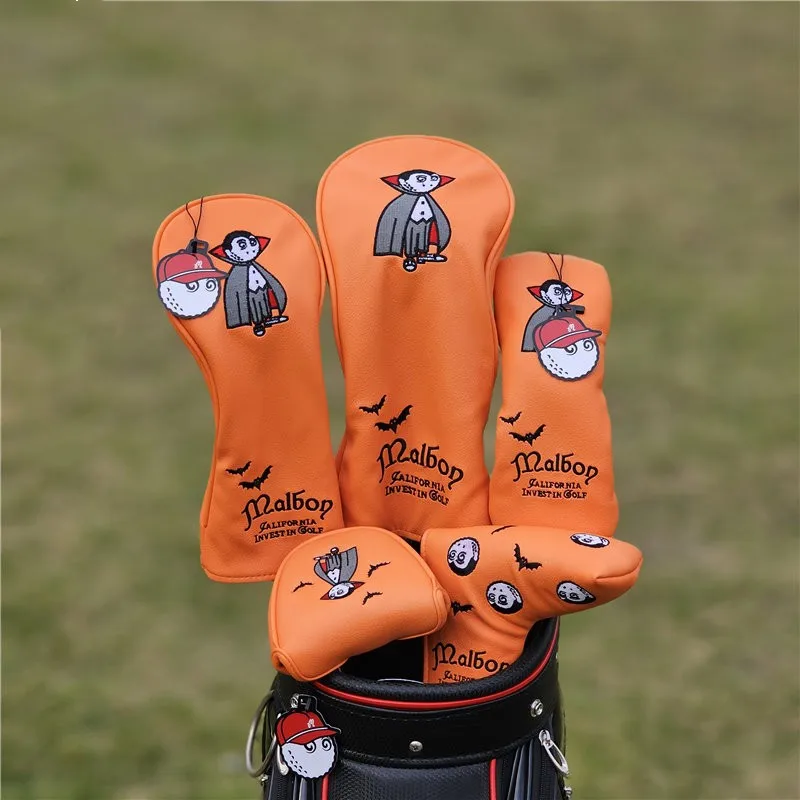 

Vampire Fisherman Hat Golf Club #1 #3 #5 Wood Headcovers Driver Fairway Woods Cover PU Leather Head Covers Golf Putter