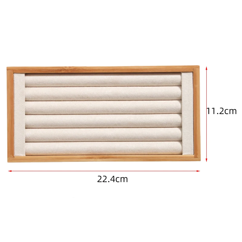 Bamboo Beige Jewelry Rings Display Holder Rack Display Stand Tray Ring Organizer Ring Display Storage Tray for Drawer