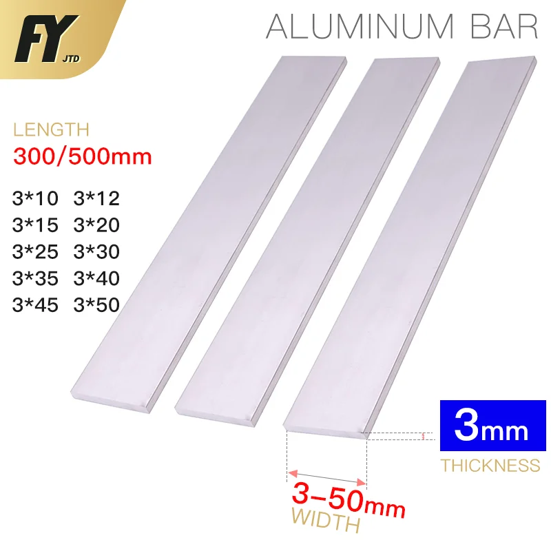 

FUYI Aluminum bar 6061 thickness 3mm width 10-50 length 300 500mm aluminum alloy Aluminium Flat Bar plate 5 6 7 8 9 10 12 15