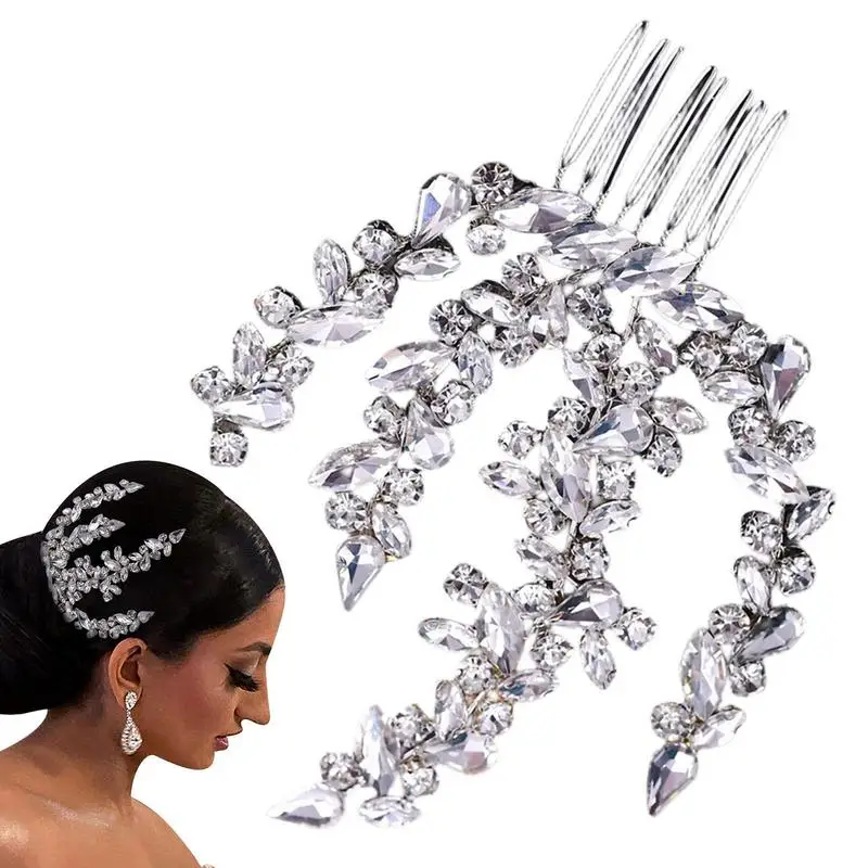 

Rhinestones Hair Combs Bride Wedding Hair Comb Bridal Headpiece Sparkling Comb For Brides Fashion Classic Crystal Rhinestones