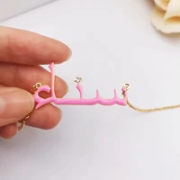 stainless steel custom name necklace personalized arabic necklace colorful enameled pendant cubic zirconia women jewelry gifts