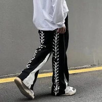 street letter embroidery loose trousers men and women high street retro gothic punk straight casual wide leg pants y2k clothing