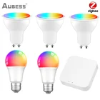 Светодиодная лампа Aubess Zigbee GU10 E27, Регулируемая лампа RGB для умного дома, работает с приложением Яндекс-Алиса, Google Home, Alexa