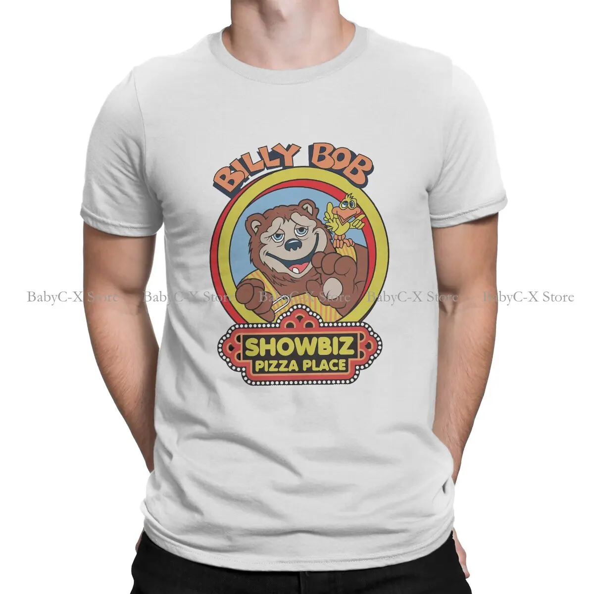 

Showbiz Pizza Billy Bob Graphic TShirt Chuck E Cheese Dining Room Style Streetwear Leisure T Shirt Male Tee Unique Polyester