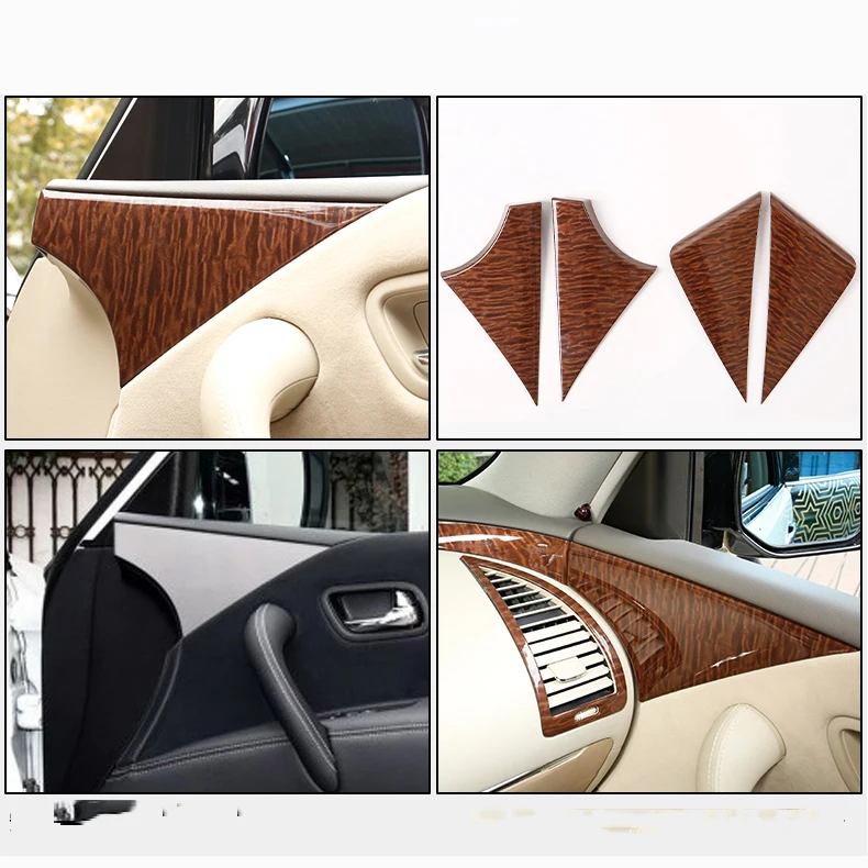 

24PCS Wooden Interior Dashboard Console Outlet Trims Nissan Patrol Armada Y62 2013 2014 2015 2016 2017 2018 2019 Accessories