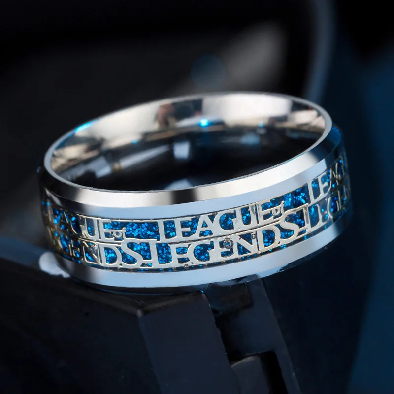 Фото Модное популярное игровое кольцо League of Legends, кольцо из нержавеющей стали, Новое поступление, мужское кольцо, памятный подарок, индивидуальное кольцо, оптовая продажа №2