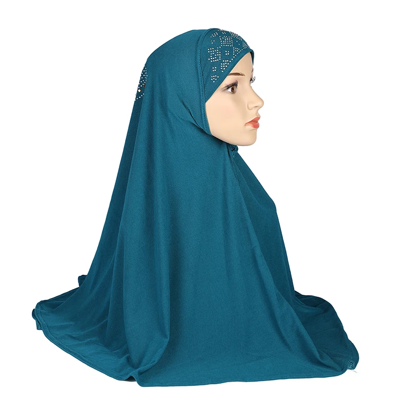 

Comfortable Size Muslim Amira Hijab with Rhinestones On Back Pull On Islamic Scarf Head Wrap Arabic Hats Headscarf Instant Cap