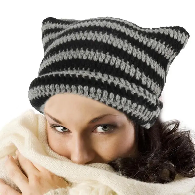 

Женская Зимняя Шапка-бини с кошачьими ушками