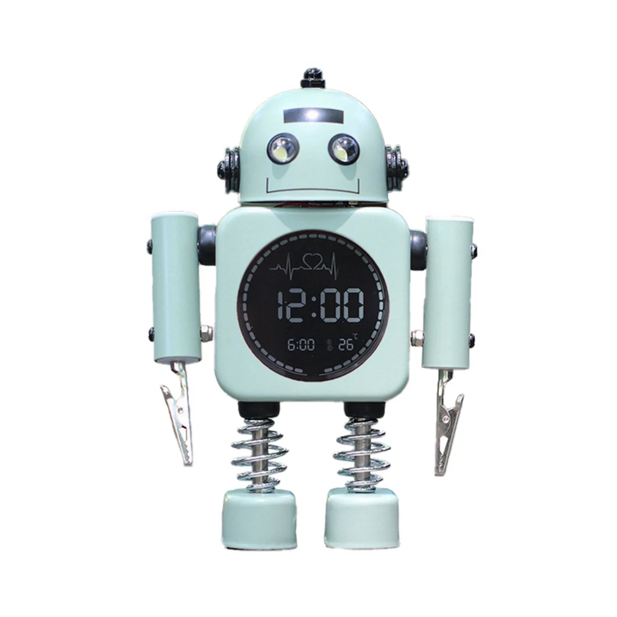 Silent Digital Display Metal Robot Alarm Clock, Intelligent Student, Male, Female and Children'S Bedroom Alarm Clock