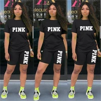 summer two piece sets women letter printed t shirtsshorts tracksuit femme short sleeve o neck casual biker joggers sexy outfit