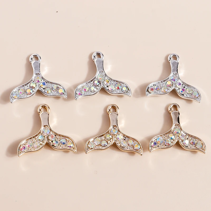 

10pcs 20x19mm Cute Crystal Fish Tail Charms Pendants for Making DIY Necklaces Earrings Handmade Bracelet Crafts Jewelry Findings
