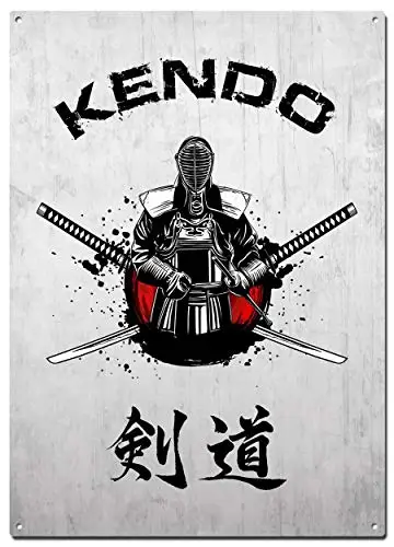 Металлические жестяные плакаты Kendo Warrior Colorfast для боевых искусств Декоративные
