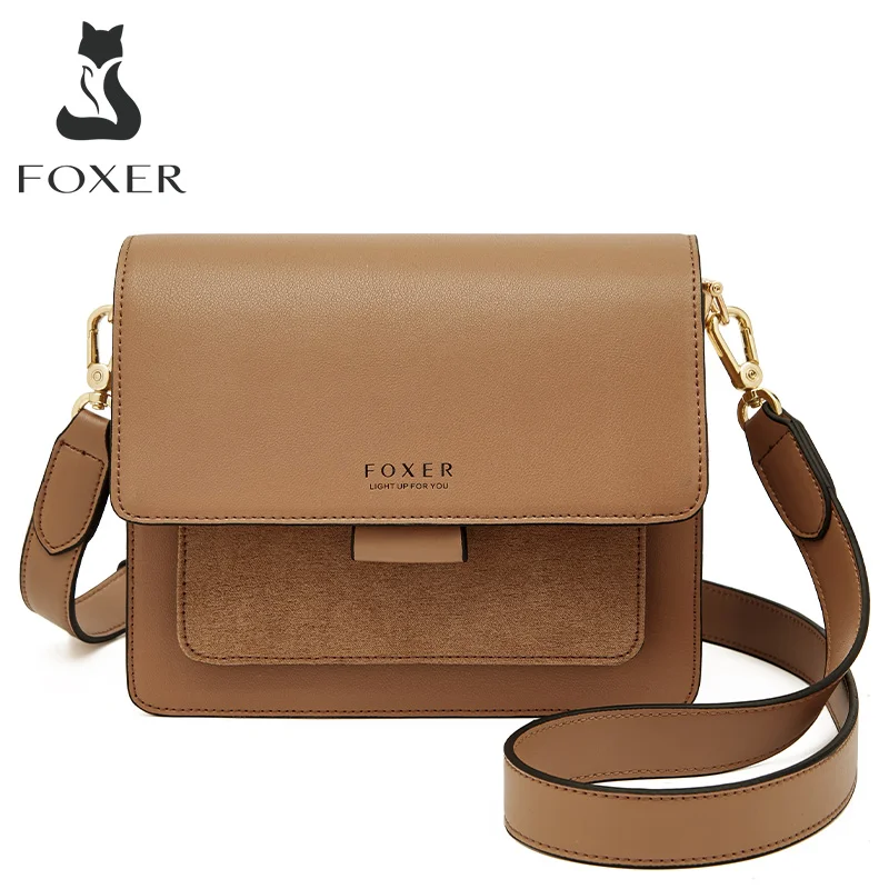 

FOXER Women's Split Leather Small Shoulder Bag Ladies Fashion Dating Messenger Organ Bag Female High Quality Flap Crossbody Bags