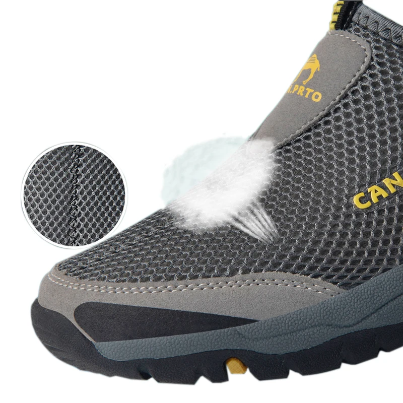 Men Sneakers  Breathable Mesh Outdoor Shoes Lace-free Convenient Men's Running Shoes Anti-skid Wear-resistant Walking Sneakers