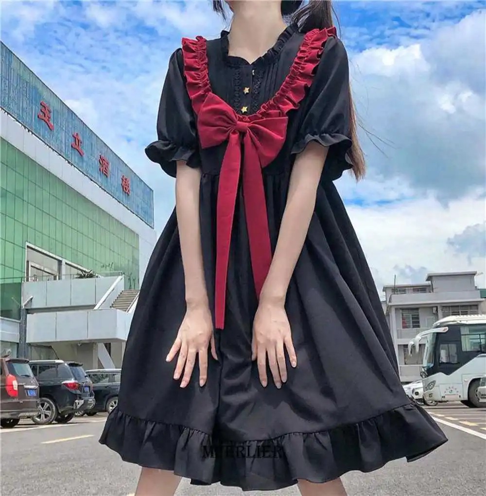 

Large Size 6XL 150kg Women Lolita Dress Kawaii Elegant Vintage Dresses Summer Sweet Cute Preppy Style Sundress Fashion Robe